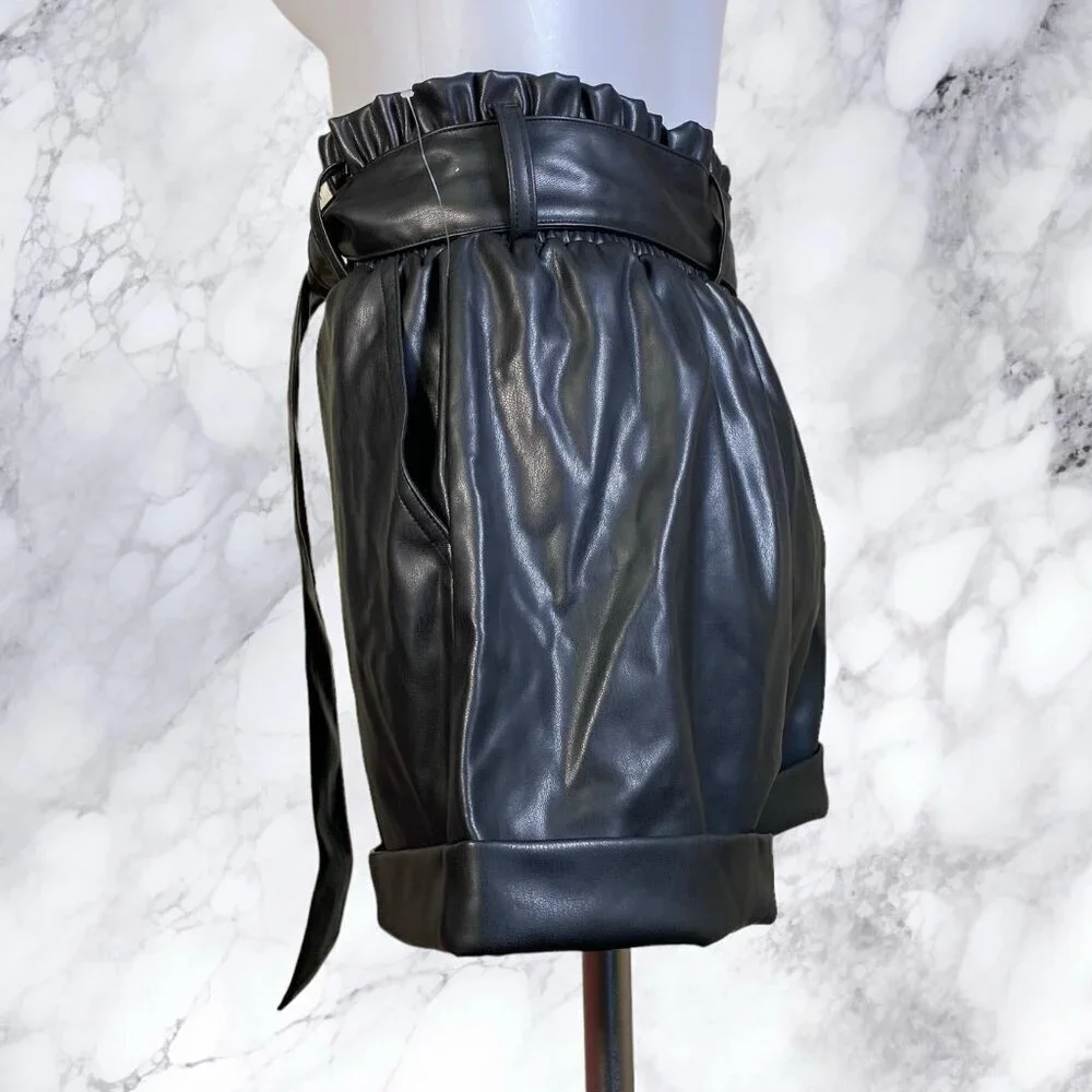 superdown Kenzie Faux Leather Short in Black